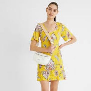 NEW Desigual Lemark mini dress yellow jersey print Medium